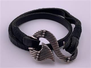 King Baby K42-5179 Sterling Silver & Leather Large Double Wrap 17